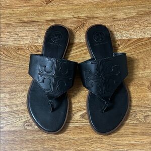 Tory Burch Black Leather Thong Sandals Sz 6.5